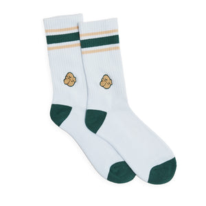 Logo Crew Socks 2 pack - White/ Green Stripe